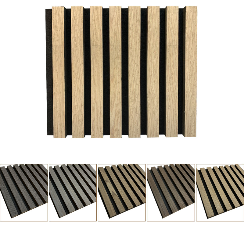 Modern Acoustic Anti Sound Absorption Proofing Wooden Design Wood Slat Polyester Fiber Wall Panel