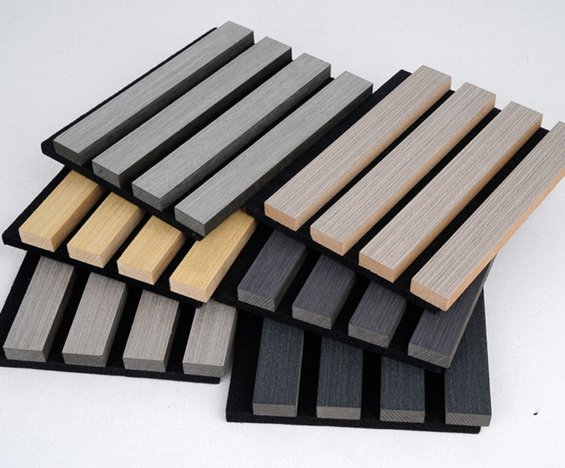 Pet Acoustic Bamboo Slats Wall Panels Sound Absorption Polyester Bamboo Wall Panels